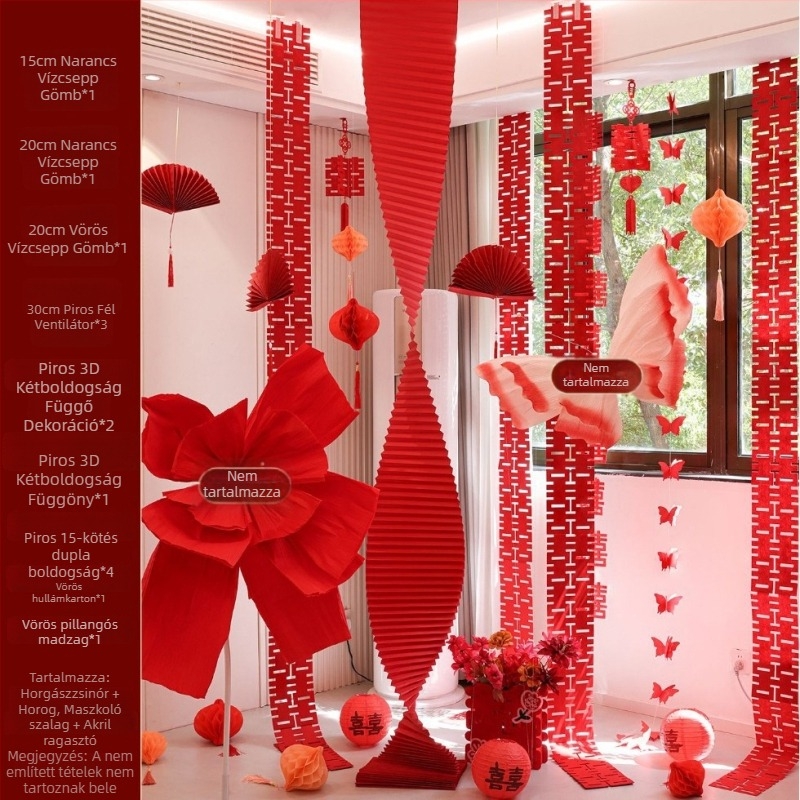 Esküvői szobadekorációs készlet – origami papírgirland, papír csomagolás, Tiantianxifang márka, esküvőre