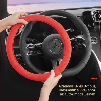Autó kormánykerék borítás - szilikon felület, univerzális felszerelés, minden évszakban használható, univerzális kompatibilitás