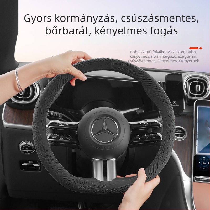 Autó kormánykerék borítás - szilikon felület, univerzális felszerelés, minden évszakban használható, univerzális kompatibilitás