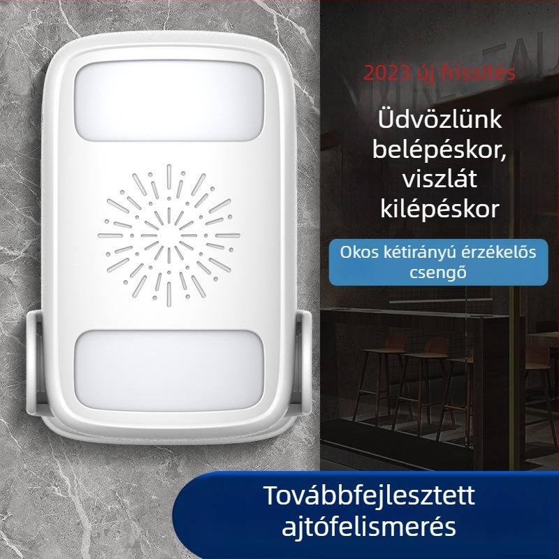 Indukciós ajtócsengő kétirányú üdvözlő hanggal, DH808 modell, tápellátás: akkumulátor vagy hálózat, 6V-9V, változatos csengőhangok, fogyasztás 0,5