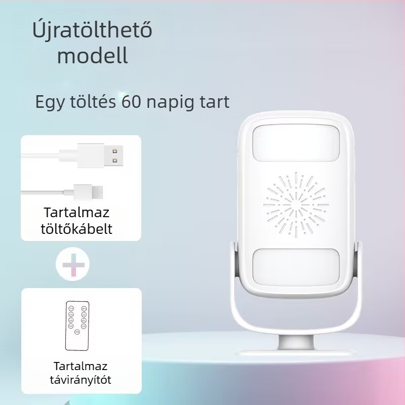 Indukciós ajtócsengő kétirányú üdvözlő hanggal, DH808 modell, tápellátás: akkumulátor vagy hálózat, 6V-9V, változatos csengőhangok, fogyasztás 0,5