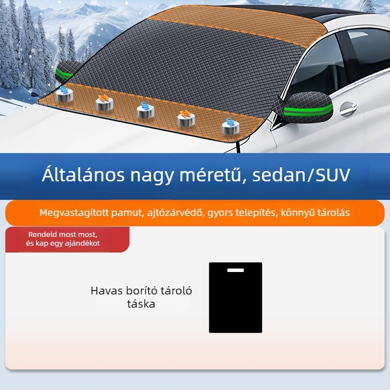 Autó hótakaró Oxford szövetből, univerzális illeszkedés, elektrostatikus ragasztóval szerelhető, kockás mintázat, 400 g.
