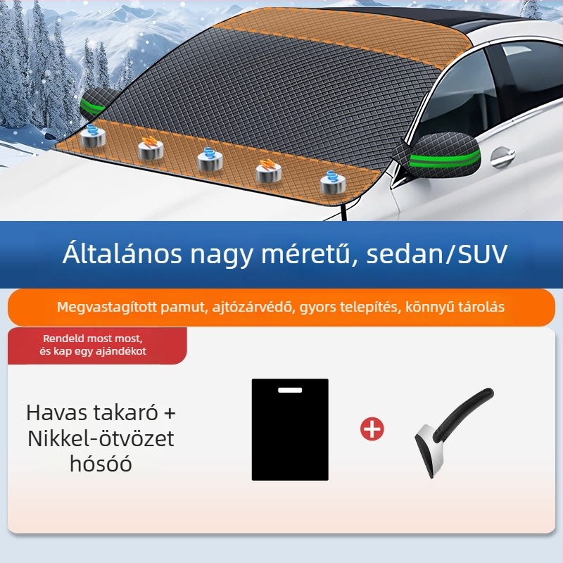 Autó hótakaró Oxford szövetből, univerzális illeszkedés, elektrostatikus ragasztóval szerelhető, kockás mintázat, 400 g.