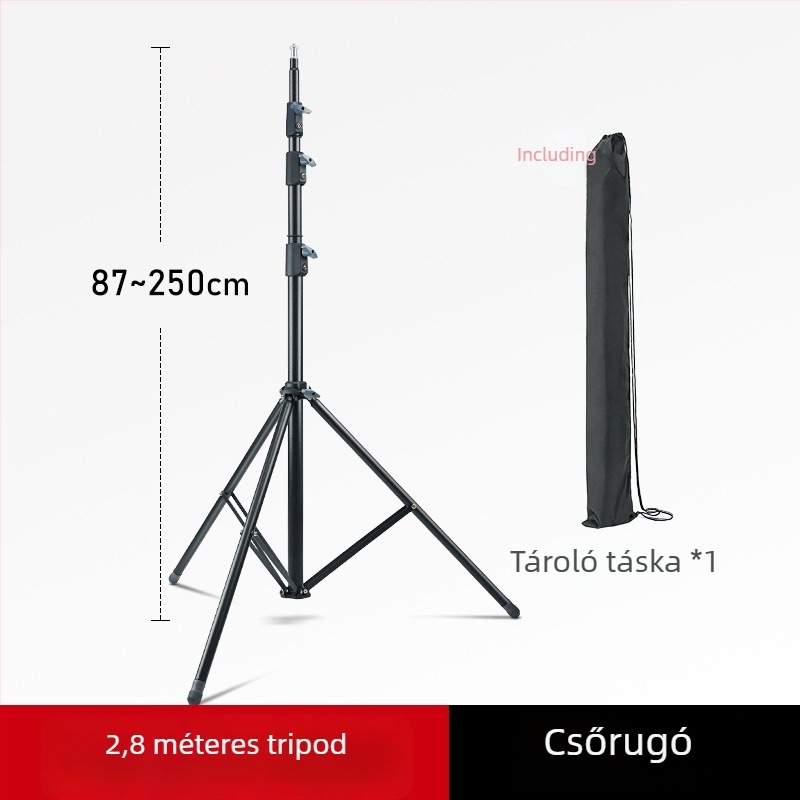 LINCO ZENITH LED Fotó láb állvány, hordozható háromlábú állvány, magasság 3,2 m, SPCC acél, teherbírás 8 kg, 3 részegység, csőátmérők 19/22.2/25.4/28.6 mm