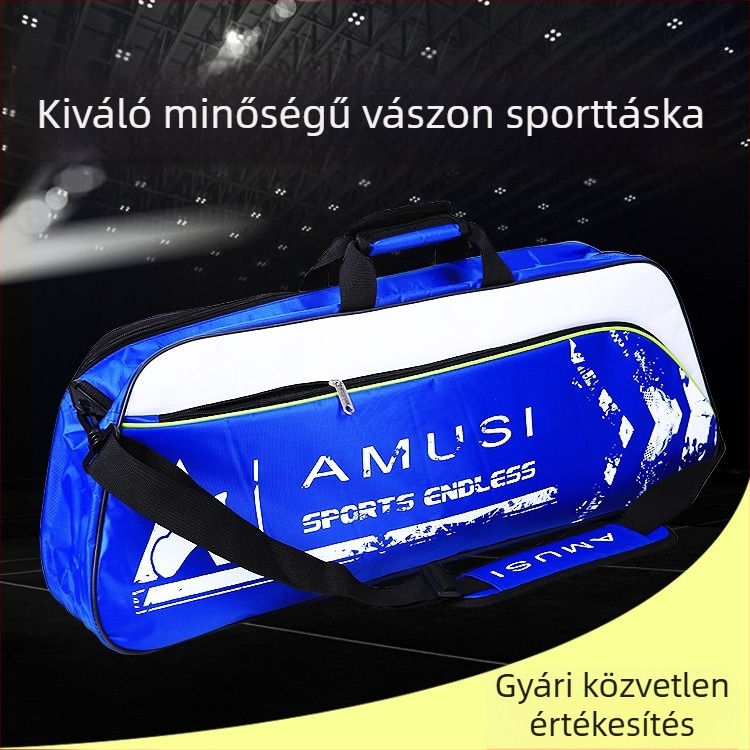 Badminton- és teniszütő táska, 3–4 ütő befogadására, vállon átvethető hátizsák, uniszex
