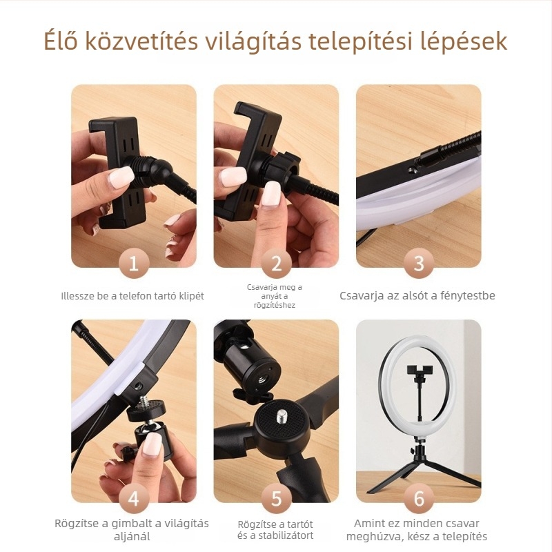 M26 Élő közvetítés töltőfény, függőleges szerelés, teljesítmény 10–50W, feszültség 5V, három színhőmérséklet