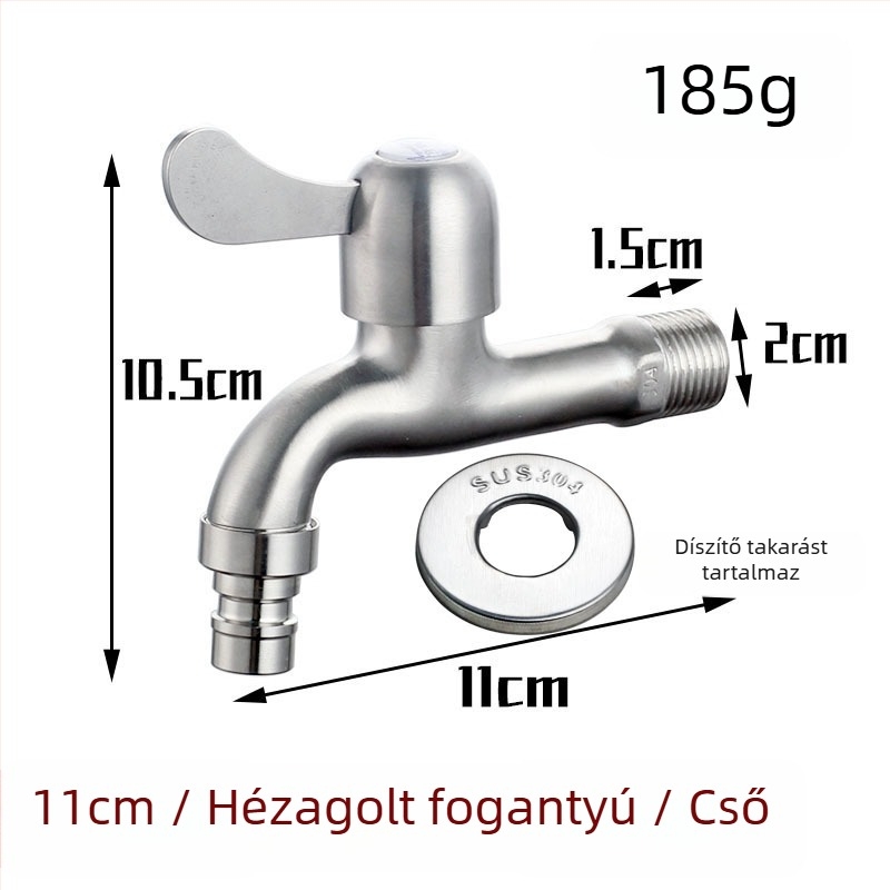 304 rozsdamentes acél mosógép csaptelek, falba beépíthető hosszabbító, 20 mm bemenet/kimenet, teljes réz szeleptest, 0–90 °C