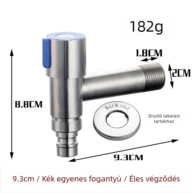 304 rozsdamentes acél mosógép csaptelek, falba beépíthető hosszabbító, 20 mm bemenet/kimenet, teljes réz szeleptest, 0–90 °C