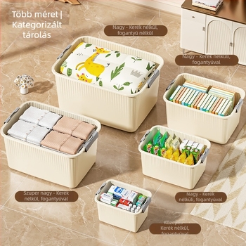 Kerekes tároló doboz (PP műanyag, nyitható fedél, hordozható, többfunkciós)