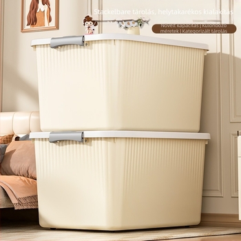 Kerekes tároló doboz (PP műanyag, nyitható fedél, hordozható, többfunkciós)