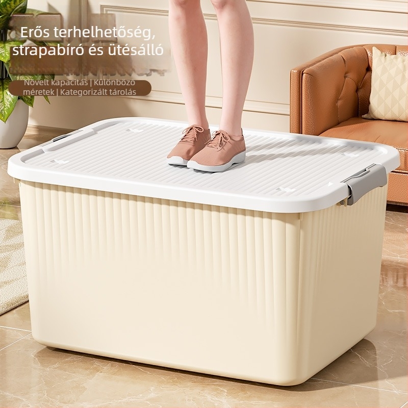 Kerekes tároló doboz (PP műanyag, nyitható fedél, hordozható, többfunkciós)