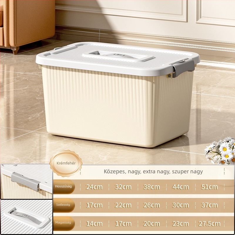Kerekes tároló doboz (PP műanyag, nyitható fedél, hordozható, többfunkciós)