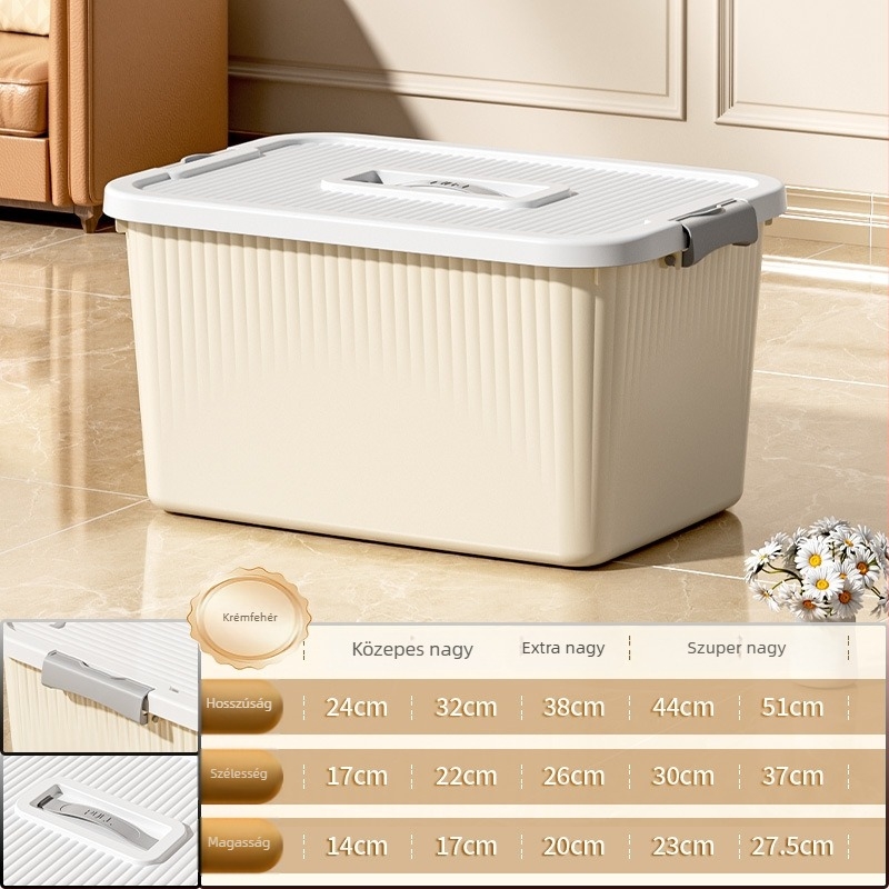 Kerekes tároló doboz (PP műanyag, nyitható fedél, hordozható, többfunkciós)