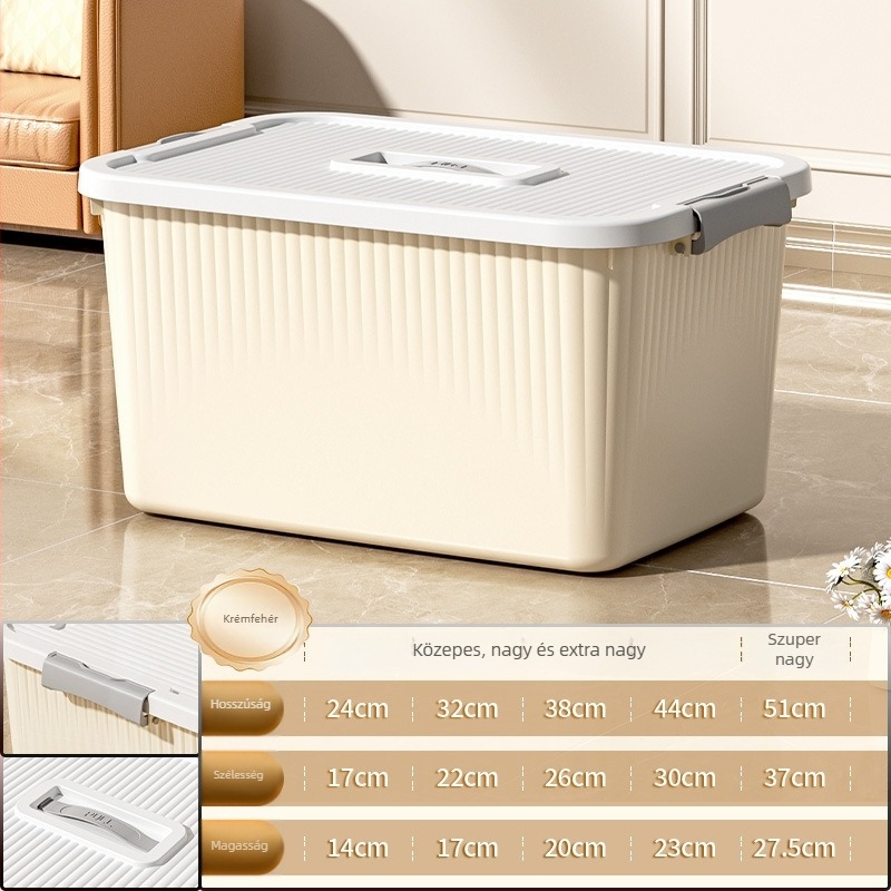 Kerekes tároló doboz (PP műanyag, nyitható fedél, hordozható, többfunkciós)