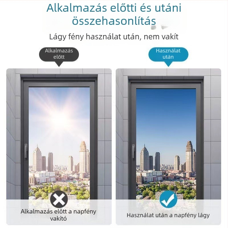 1 m PET ablakfilm tekercs — szigetelés, UV védelem, magánélet, öntapadó ablakfilm, egyszínű színek