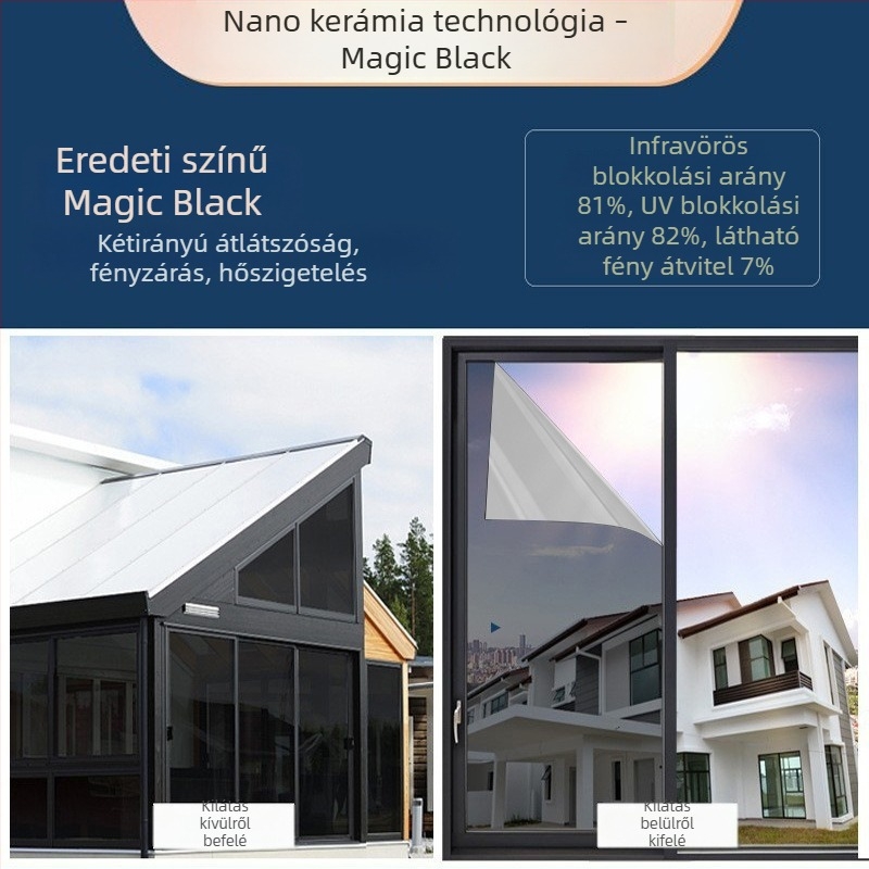 1 m PET ablakfilm tekercs — szigetelés, UV védelem, magánélet, öntapadó ablakfilm, egyszínű színek
