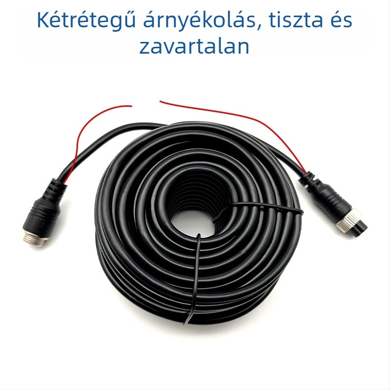 Autóhátsó kilátás videó bővítő kábel négycsatornás és repülőgép-típusú csatlakozóval, PVC burkolatú, ROHS tanúsítványú, audio- és videóhoz