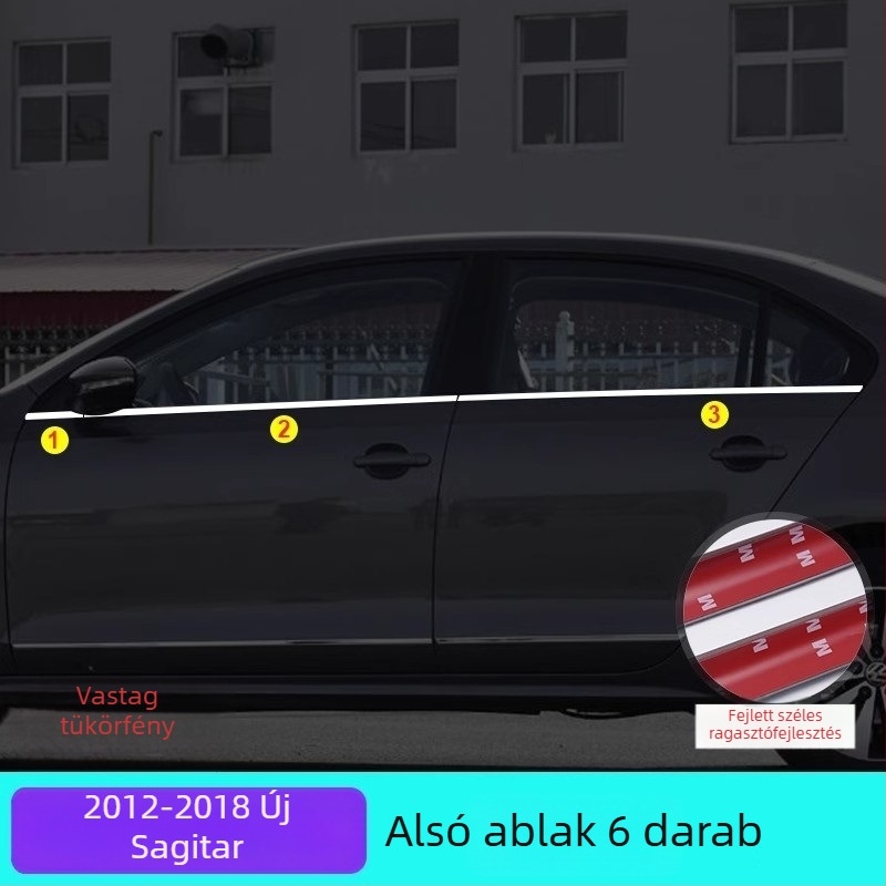 Rozsdamentes acél ablakdíszléc VW Sagitarhoz