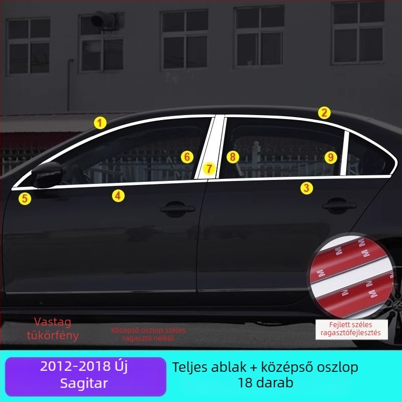 Rozsdamentes acél ablakdíszléc VW Sagitarhoz