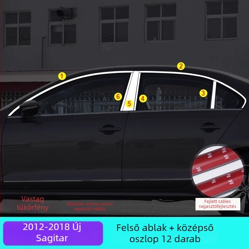 Rozsdamentes acél ablakdíszléc VW Sagitarhoz