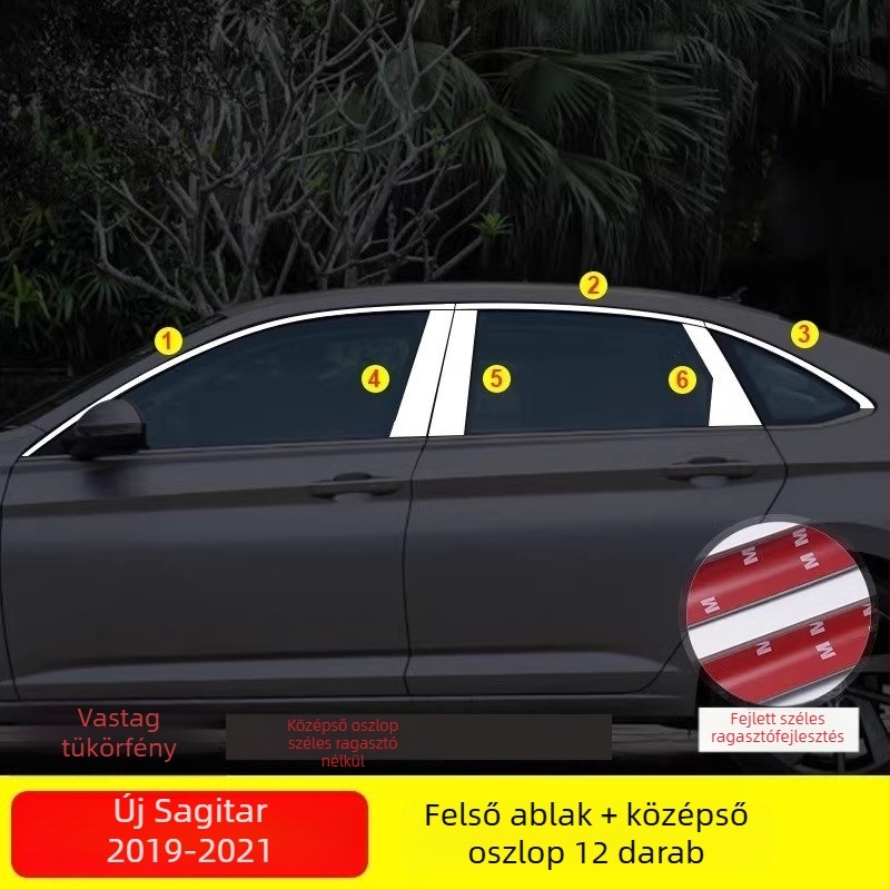 Rozsdamentes acél ablakdíszléc VW Sagitarhoz