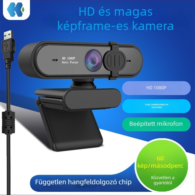 K20 HD webkamera autofókusszal, 1080p, USB 2.0, driver nélküli, beépített mikrofon