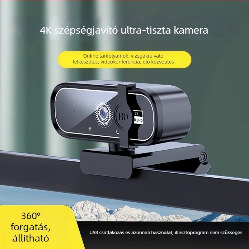 Okos PTZ HD asztali kamera 8MP szenzorral, USB 2.0, beépített mikrofonnal, drivermentes, online órákhoz és élő közvetítéshez