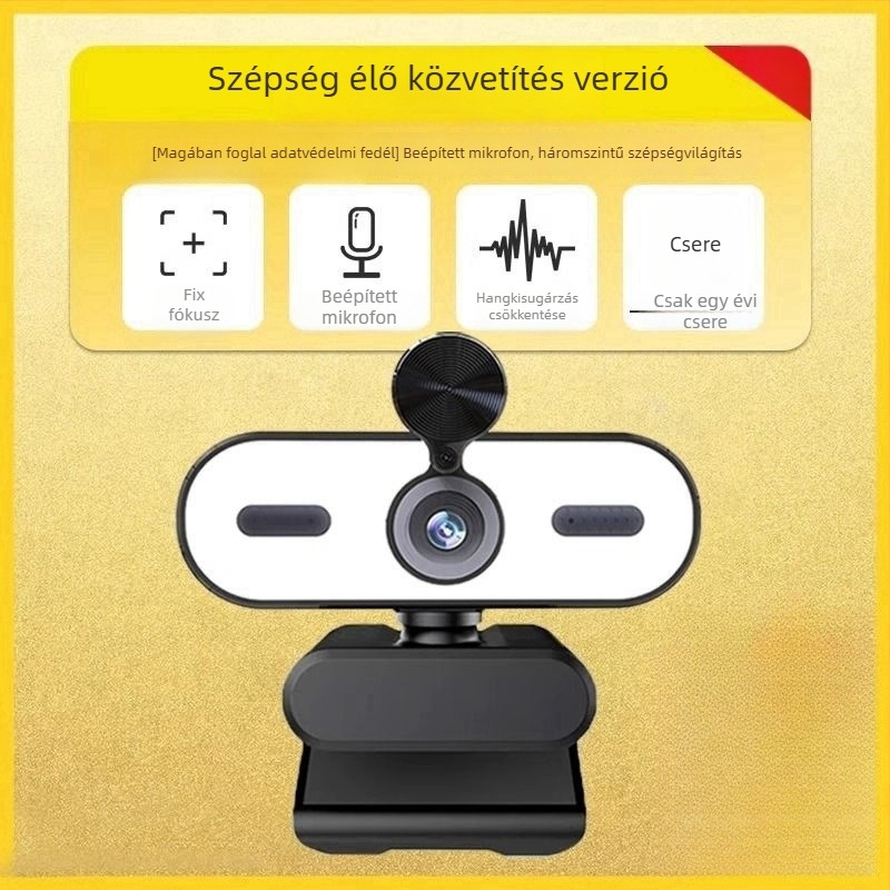 Okos PTZ HD asztali kamera 8MP szenzorral, USB 2.0, beépített mikrofonnal, drivermentes, online órákhoz és élő közvetítéshez