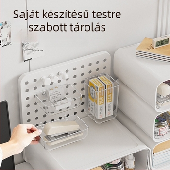 Asztali rendező doboz perforált lappal és levehető fiókkal – Modell 2508, Anyag AS, Modern minimalista stílus, Ékszer és irodaszer tárolása