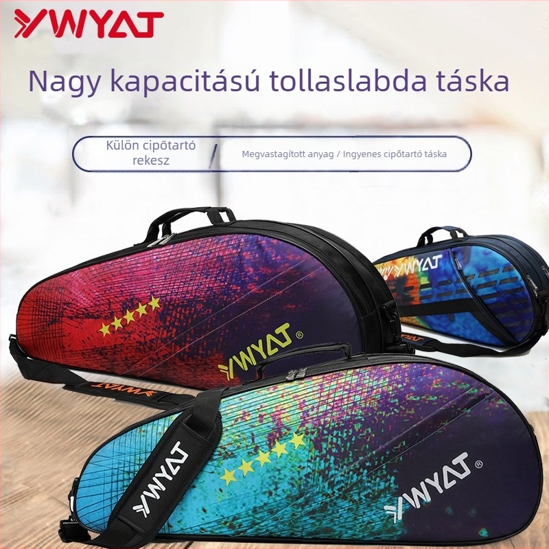 Badminton és tenisz táska, 3 darabos készlet, uniszex hátizsák egy- vagy két vállpánttal, ütővédő, nagy kapacitás