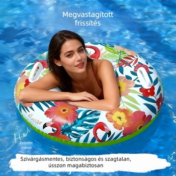 PVC felnőtt úszó gyűrű, megnövelt átmérőjű és vastagabb, fogantyúval, felfújható hónalj alatti gyűrű