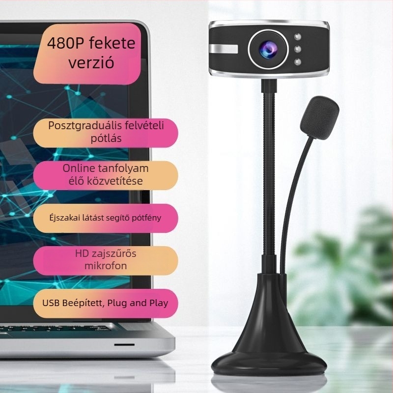 HD webkamera asztali számítógéphez és noteszgéphez, 12 MP szenzor, IEEE 1394 csatlakozó, elektronikus képstabilítás