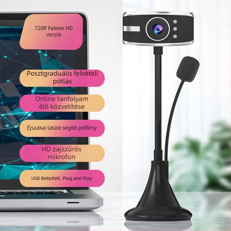 HD webkamera asztali számítógéphez és noteszgéphez, 12 MP szenzor, IEEE 1394 csatlakozó, elektronikus képstabilítás