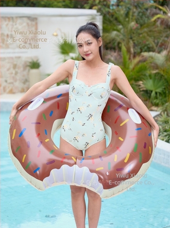 Felfújható fánk alakú úszógyűrű felnőtteknek, rózsaszín és barna PVC