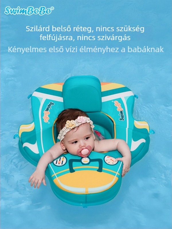 Baba úszógyűrű repülőgép alakú ülőrésszel, 0–3 éveseknek, nincs felfújás, ideális medencéhez és víziparkhoz