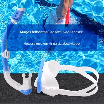 Anrol gyerekeknek szánt búvármaszk és teljes száraz snorkel készlet, szilikon+PC, 350 mm légzőcső, 172 g cső, 172 g szemüveg, myopia-kompatibilis