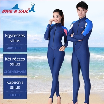 DIVE&SAIL Egyrészes búvárruha UV-védelemmel, gyorsan száradó nylon-spandex (82/18%), karcolásvédett, uniszex felnőtt számára úszáshoz, szörfözéshez és snorkelzéshez