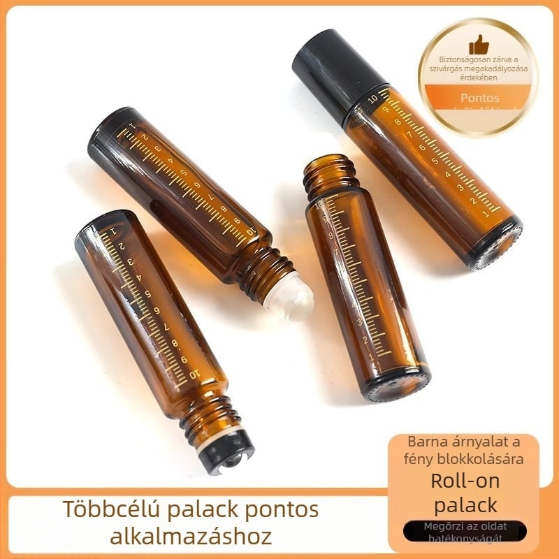 Pengyi fényvédett üveg rolleres palack esszenciális olajokhoz, nettó tartalom 10, hordozható