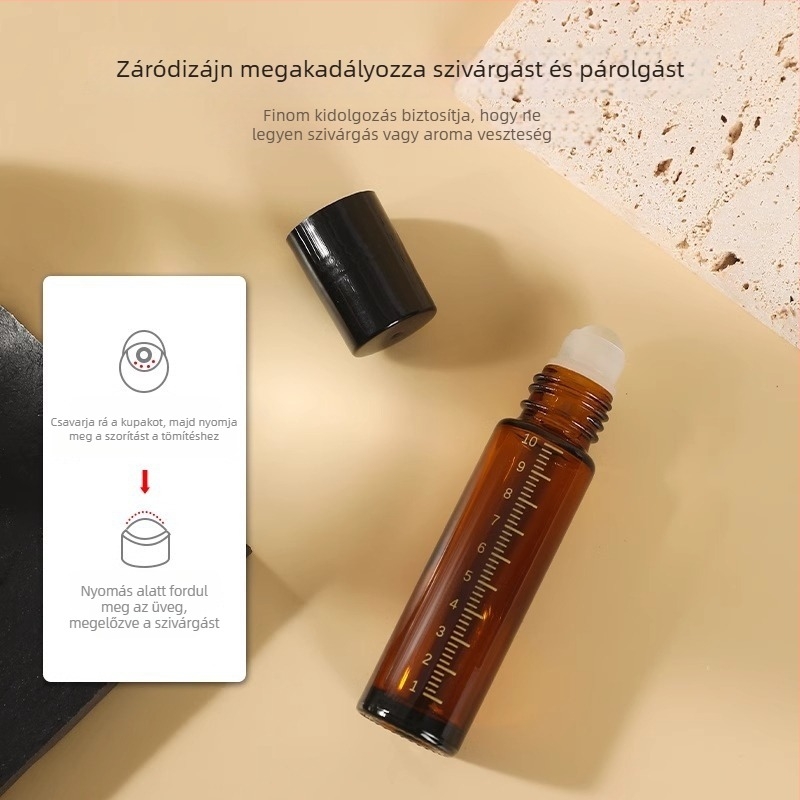 Pengyi fényvédett üveg rolleres palack esszenciális olajokhoz, nettó tartalom 10, hordozható