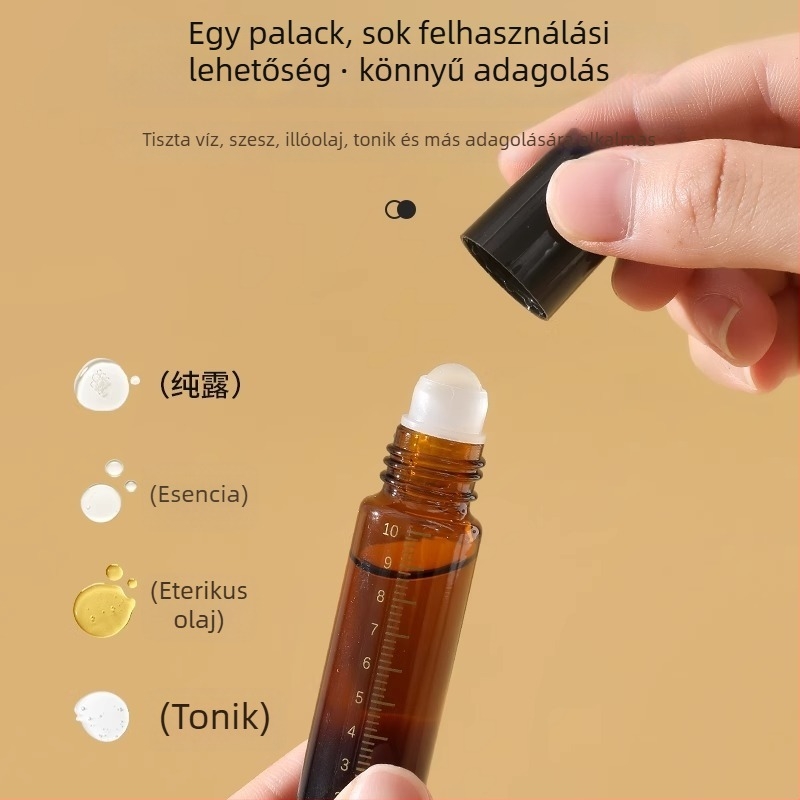 Pengyi fényvédett üveg rolleres palack esszenciális olajokhoz, nettó tartalom 10, hordozható