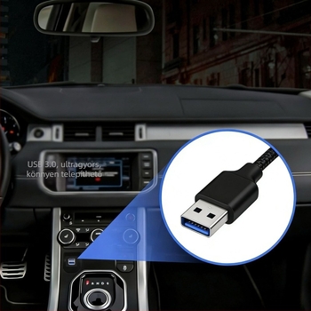 Négyzet alakú, csattal rögzített USB 3.0/2.0 kétportos vízálló kábel autó, jacht és motorkerékpár műszerfalához