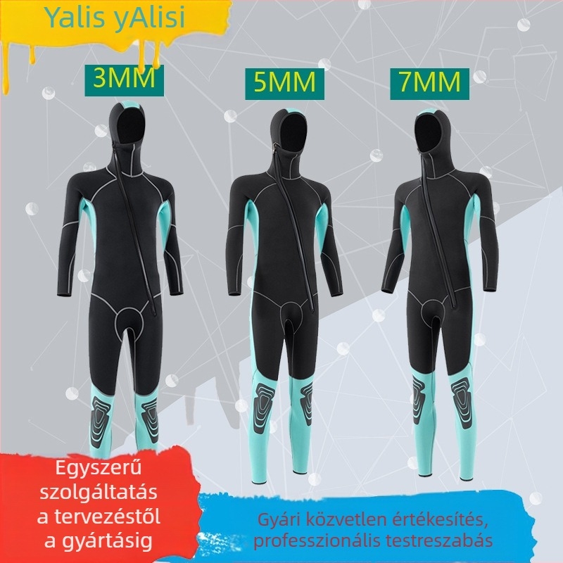 Yalisi uniszex 3/5/7 mm egyrészes búvárruha merüléshez és snorkelezéshez, egész éves hőszigetelés