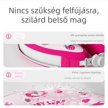Gyerekeknek szóló úszó nyakgyűrű, vastagított anti-rolling kialakítás, rajzfilmszerű mintázat, anyag: környezetbarát PVC