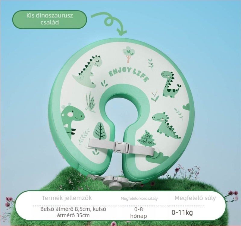 Gyerekeknek szóló úszó nyakgyűrű, vastagított anti-rolling kialakítás, rajzfilmszerű mintázat, anyag: környezetbarát PVC