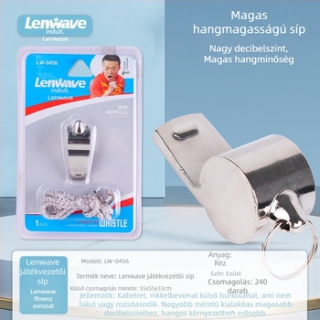 Langwei rozsdamentes acél síp – modell LW-0456/0455, sportbíró síp, iskolai sportok, csomagolás 480 darab