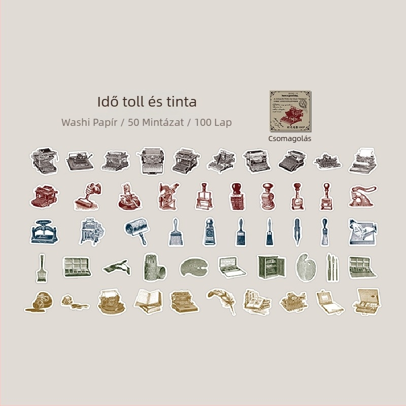 Dobozos matricák — retro stílus, ragasztóval, 100 db, tömeg 19 g, márka DREHOP