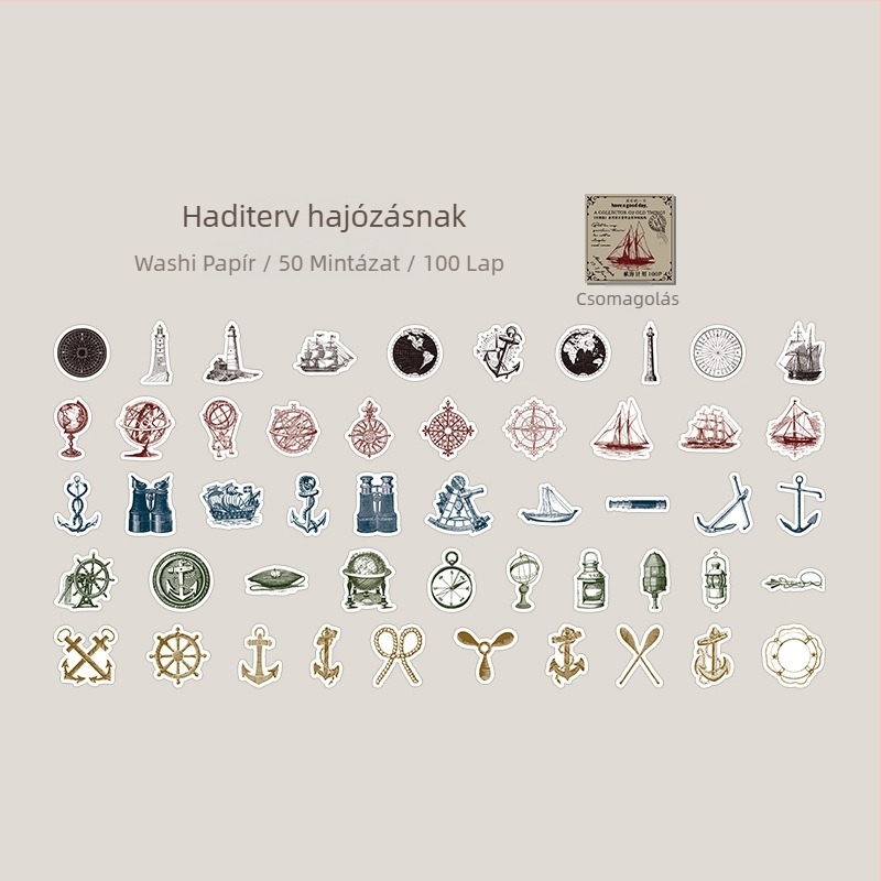 Dobozos matricák — retro stílus, ragasztóval, 100 db, tömeg 19 g, márka DREHOP