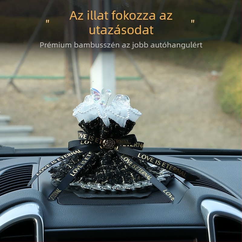 Textilből készült aromaterápiás virágbokor az autó belső dekorációjához – Modern stílus