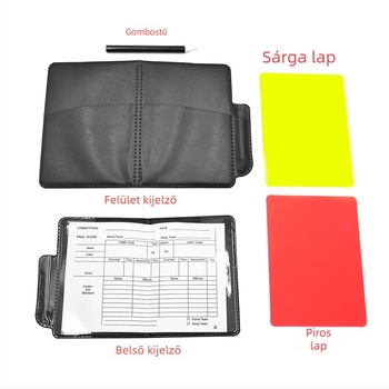 Futballbíró piros–sárga kártyakészlet tollal (PVC) — 500 db, futball, kosárlabda, tollaslabda, röplabda; eredményjelző tábla