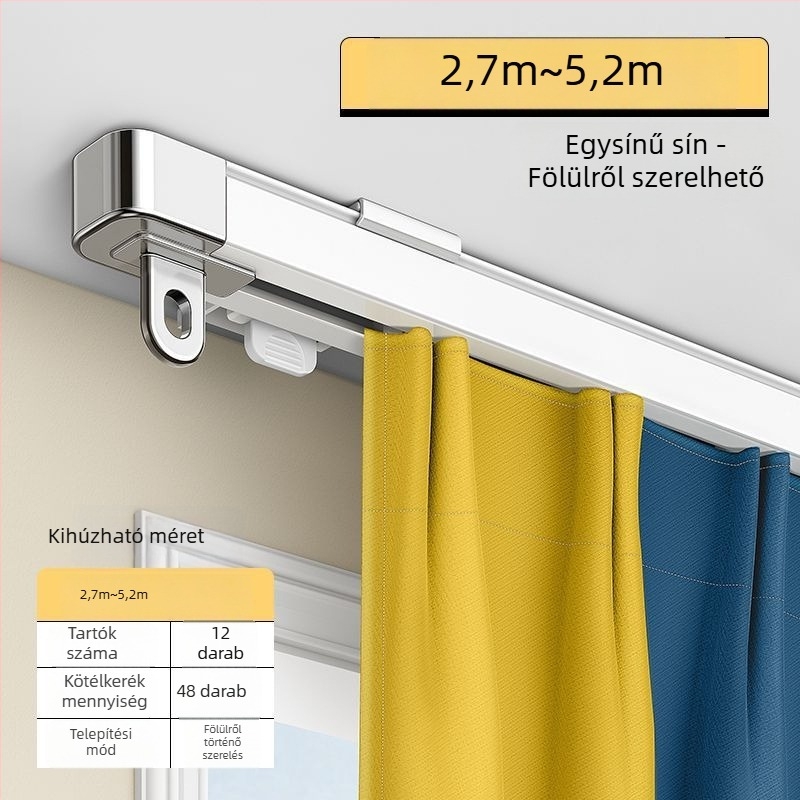 Ablakfüggöny pályarendszer — alumínium ötvözet, extensibil, csendes, dupla sín, csúszó görgők